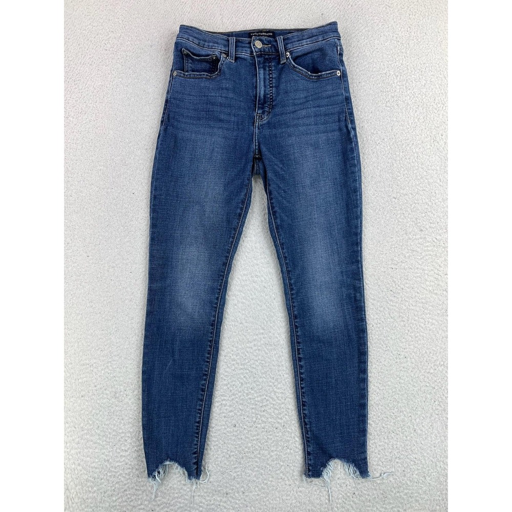 Lucky Brand Bridgette High Rise Skinny Jeans Womens 4 Blue Med Wash Raw Hem